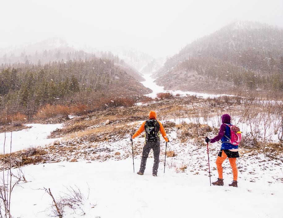 Hikers near avalanche path