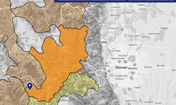 Avalanche forecast with area selected