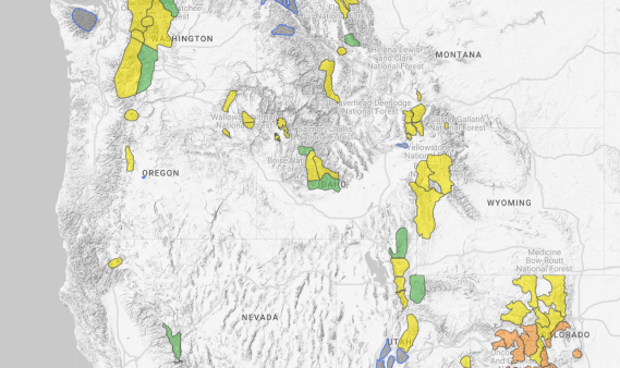Snapshot of Avalanche.org forecast map