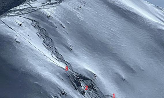 This image shows the location of skiers involved in a accident near Highlands Ski Area