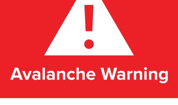 Avalanche warning graphic in red with CAIC/Friends of CAIC tri-logo.