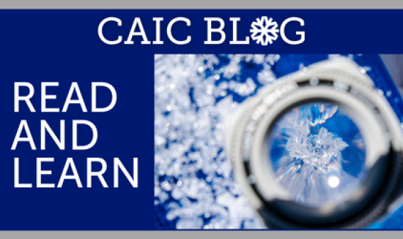 Graphic with "CAIC blog" and "read and learn" text with magnify gass