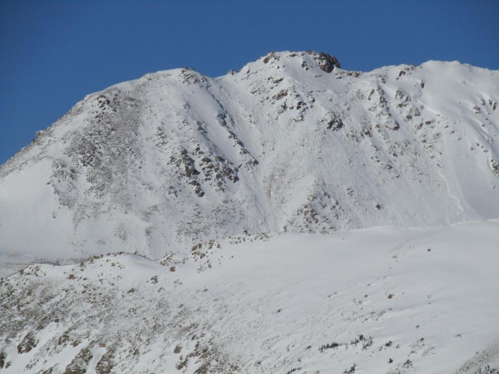 Skier-triggered D3 avalanche on Hagar Mountain in the Front Range that caught and carried four riders on January 27