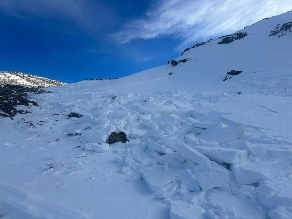 Close up of chunky avalanche debris
