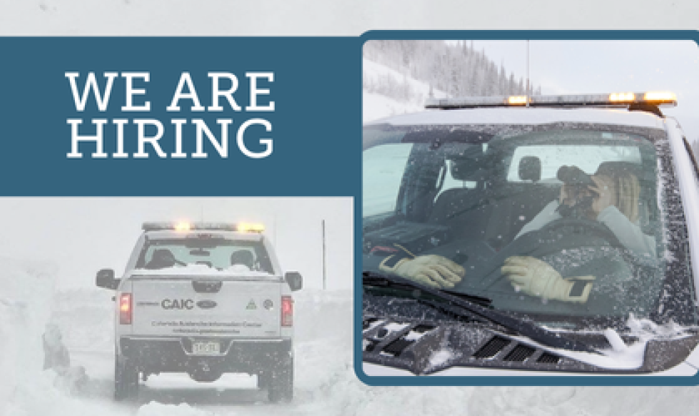 graphic showing 'we are hiring" with two different images of caic trucks 